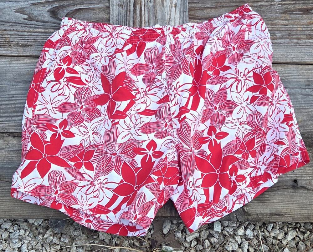Weekender Swin Shorts 3XL Red white Hawaiian flower Swim Trunks
